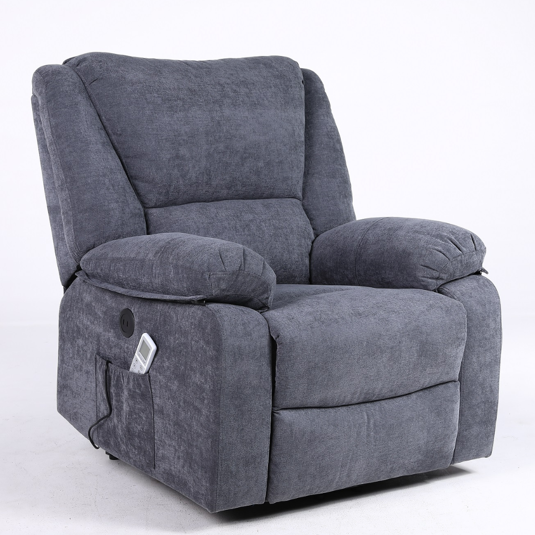 Fotoliu cu Masaj si Incalzire, Recliner Electric, Gri Inchis