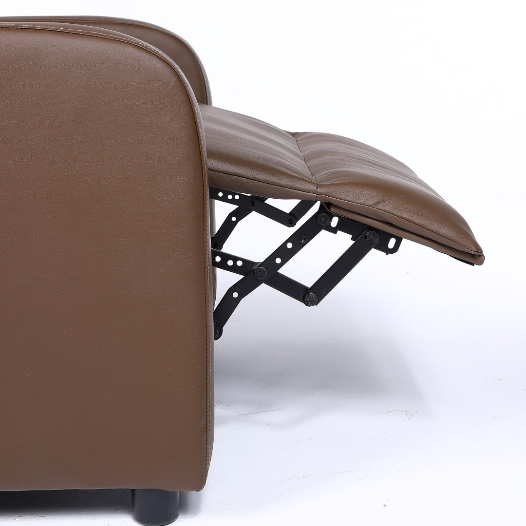 Fotoliu Recliner din Piele Ecologica Spatar Rabatabil si Suport Picioare Extensibil Maro