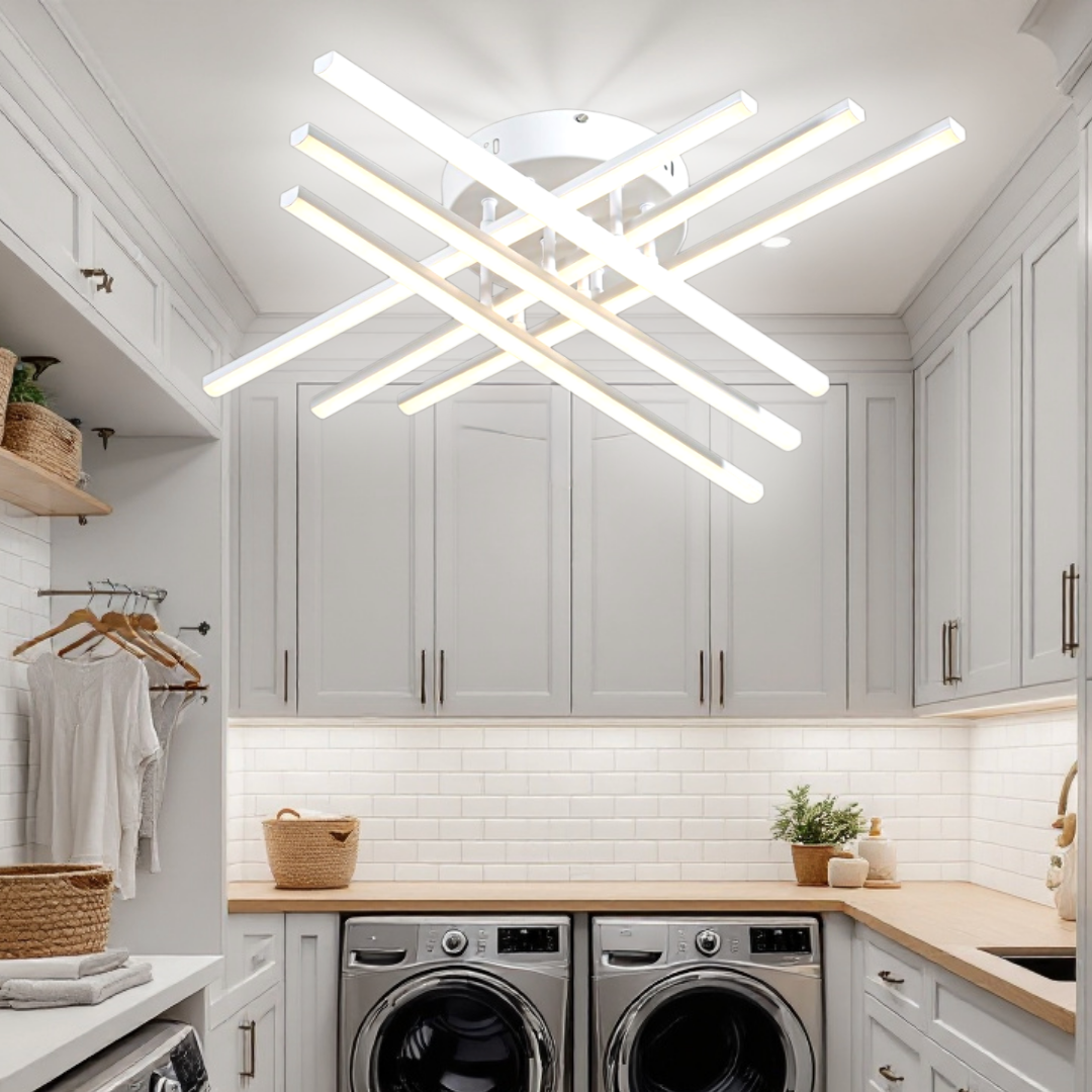 Lustra LED 96W X cu 6 Linii Albe Echivalent 700W cu Telecomanda