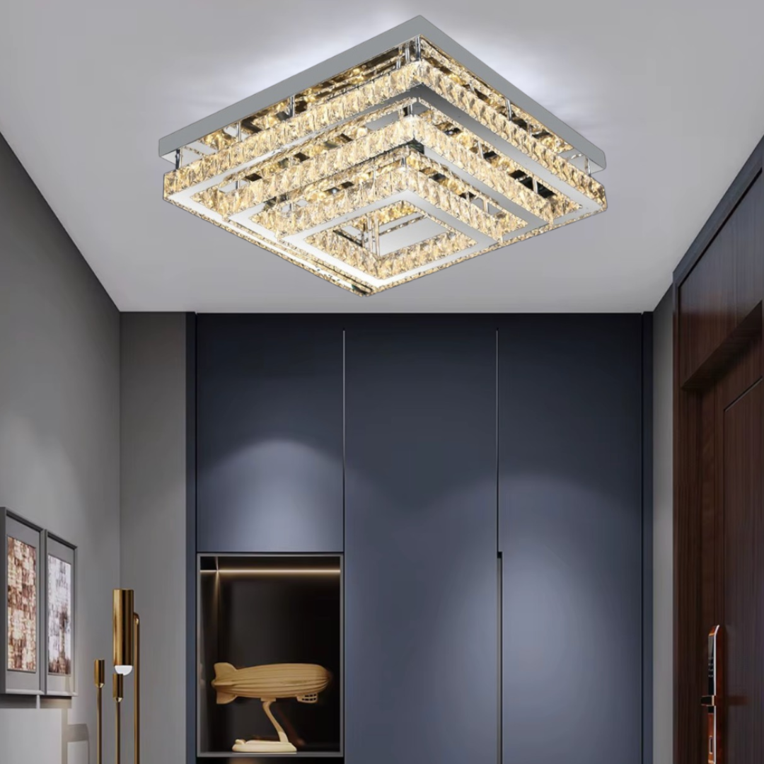 Lustra LED Cristal 130W Exquisite Square Echivalent 800W Telecomanda