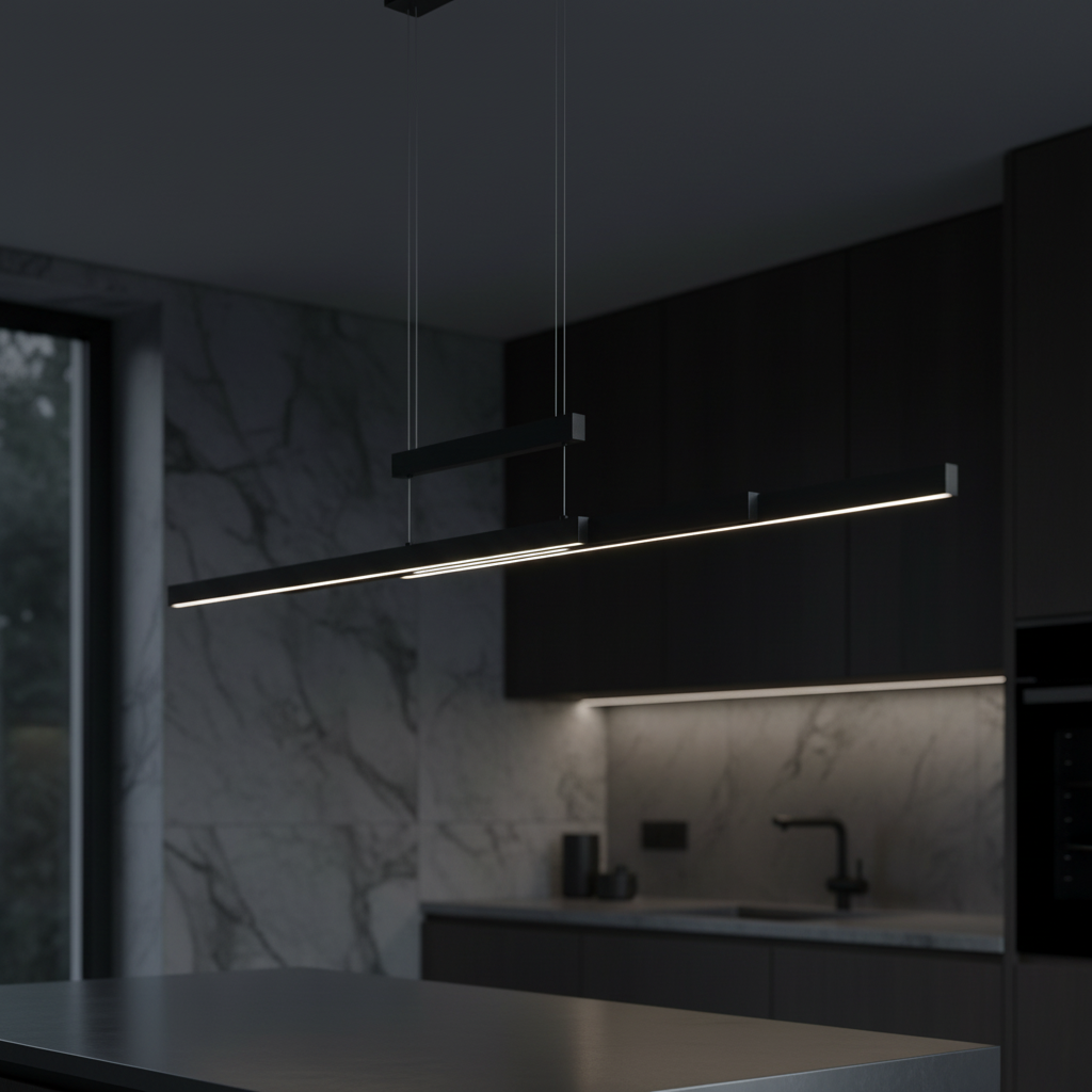 Lustra LED Suspendata Black 150CM ENZO Liniara Echivalent 350W