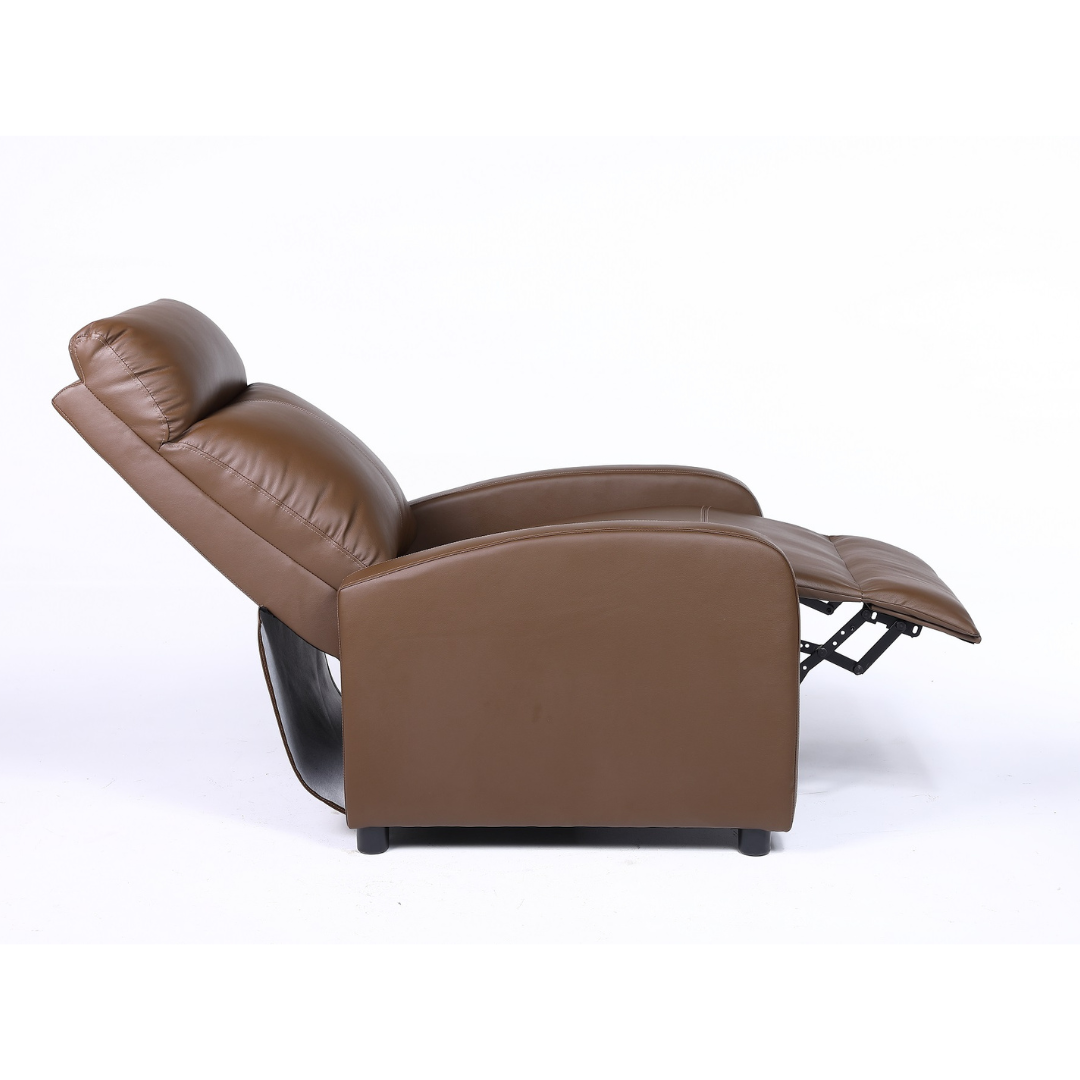 Fotoliu Recliner din Piele Ecologica Spatar Rabatabil si Suport Picioare Extensibil Maro