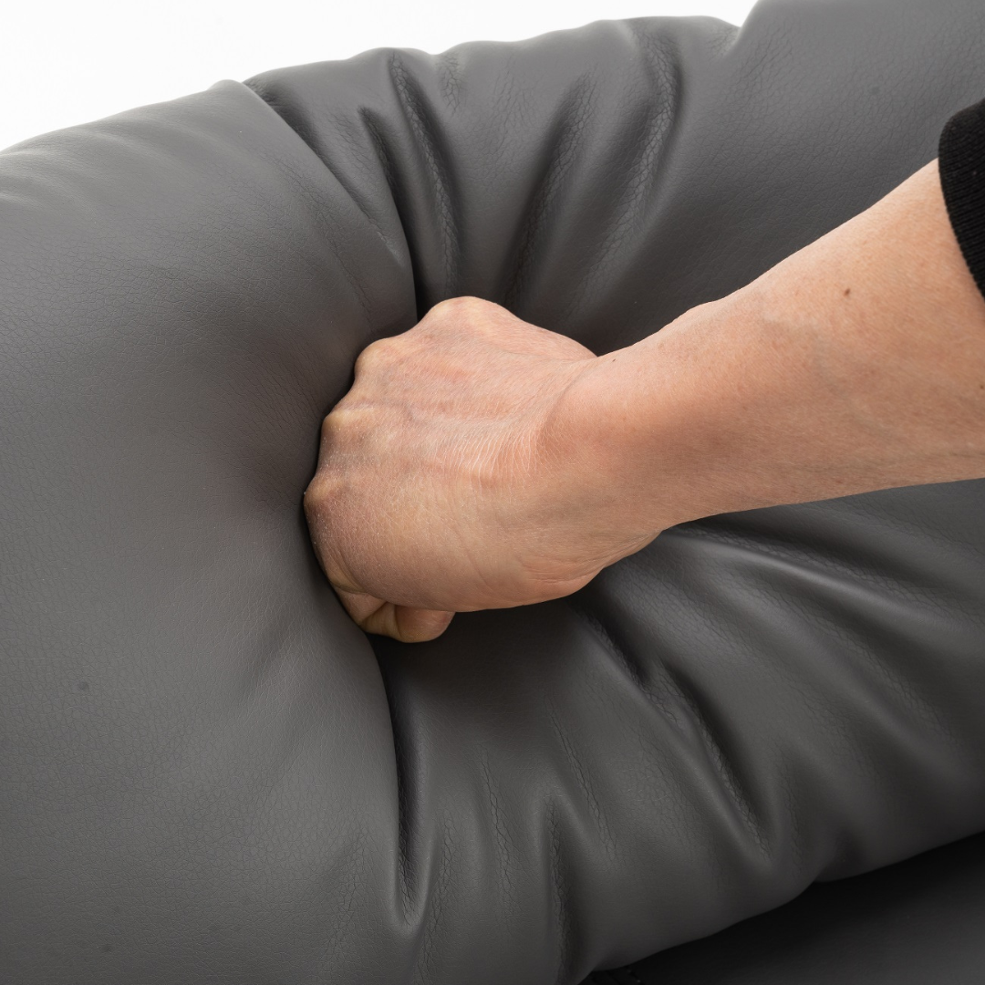 Fotoliu Recliner din Piele Ecologica Spatar Rabatabil si Suport Picioare Extensibil Gri