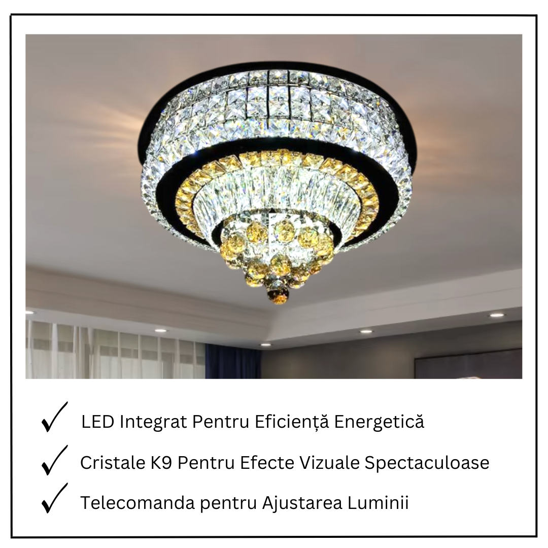 Lustra LED Cristal Aplicata Noble Glow Telecomanda Echivalent 800W