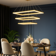 Lustra LED Suspendata cu 3 Elemente Rectangulare Auri LT109 Echivalent 800W