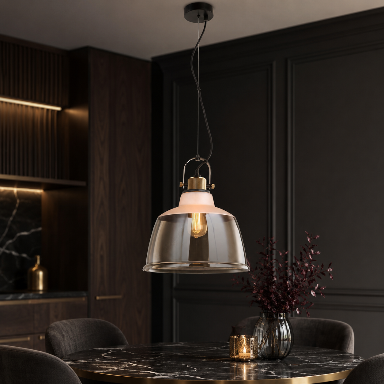 Pendul Unique ASGARD 1xE27 30CM Black&RoseGold