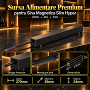 Sursa Alimentare Black Premium pentru Sina Magnetica Hyper 200W | 48V | 27CM