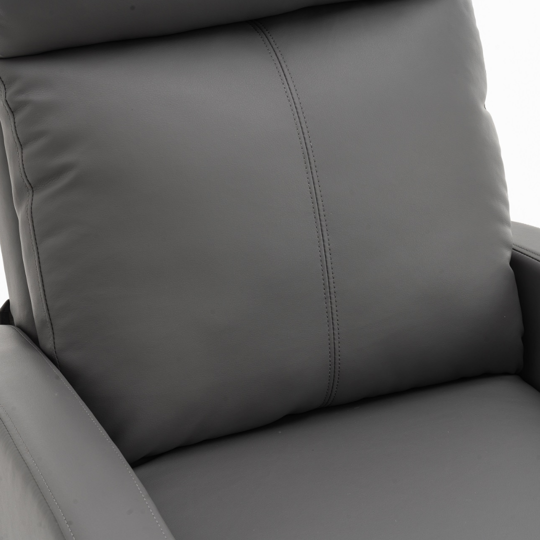 Fotoliu Recliner din Piele Ecologica Spatar Rabatabil si Suport Picioare Extensibil Gri