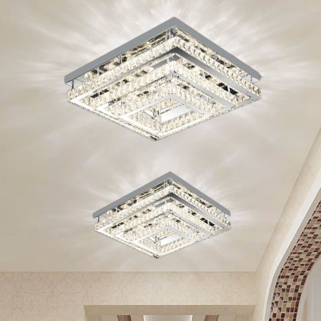 Lustra LED Cristal 130W Exquisite Square Echivalent 800W Telecomanda