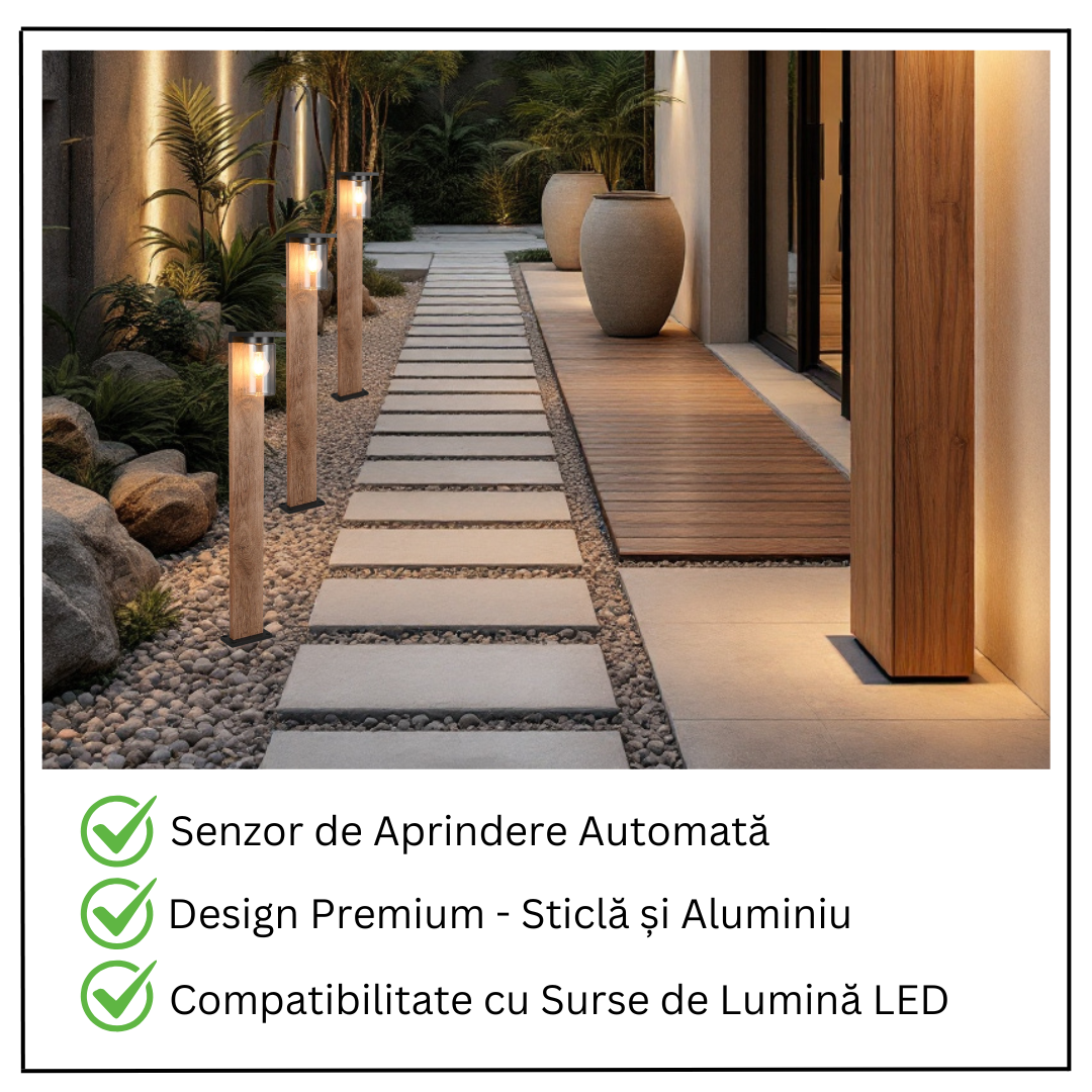 Stalp Ornamental ARDILA Finisaj Stil Lemn 100CM 1XE27