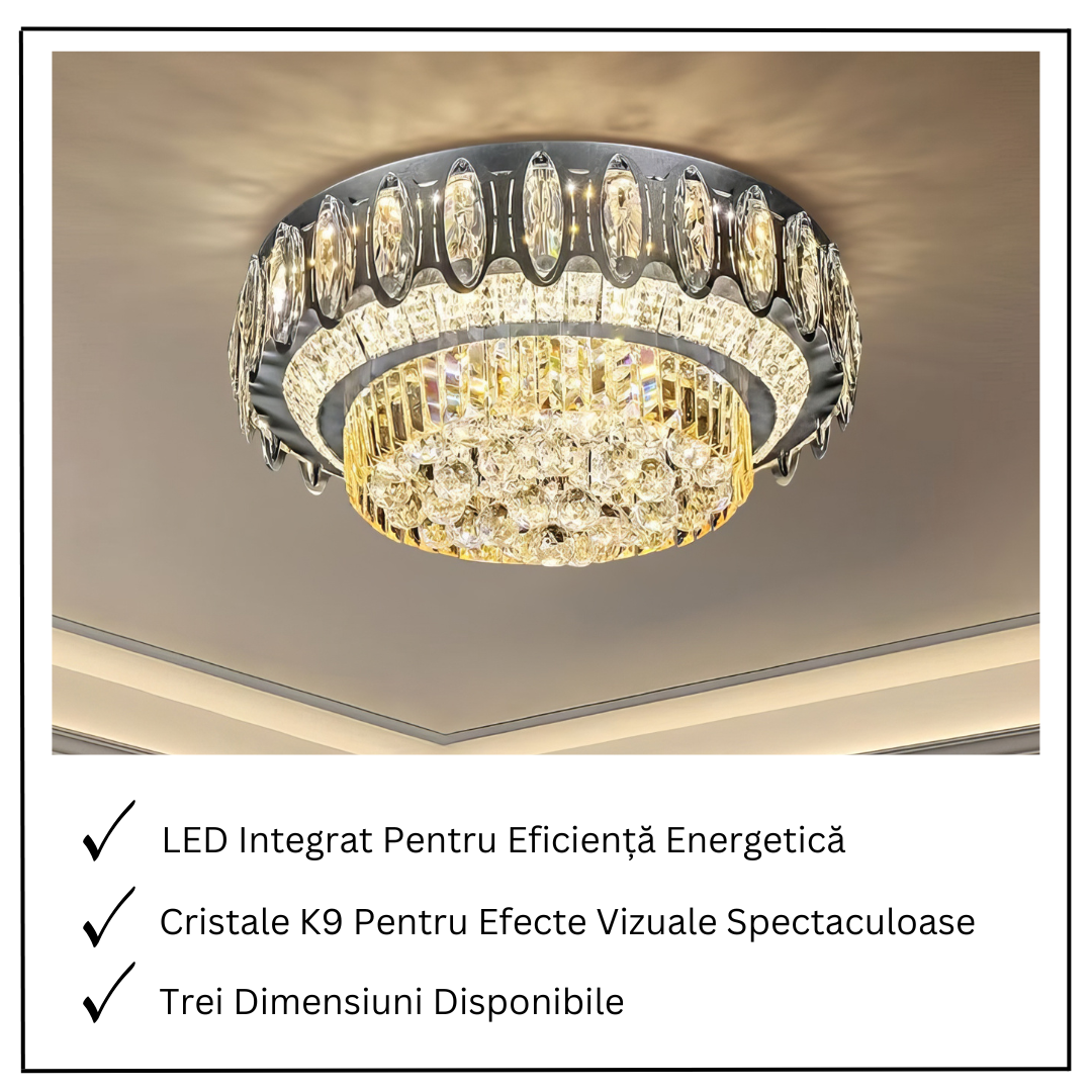 Lustra LED Cristal Aplicata Majesty Telecomanda 50-80CM