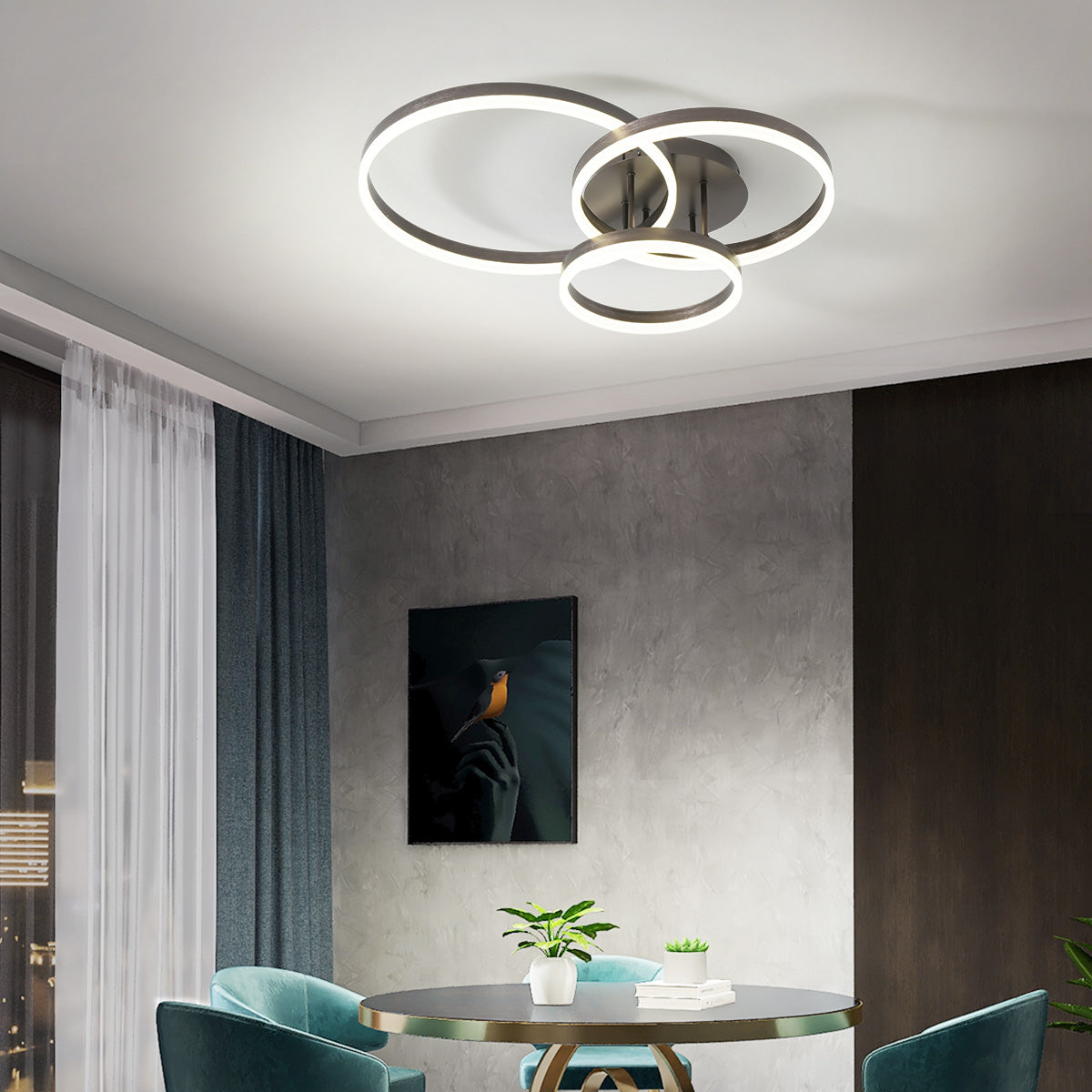 Lustra LED Beauty Brown 3 XL Circle Echivalent 800W Telecomanda