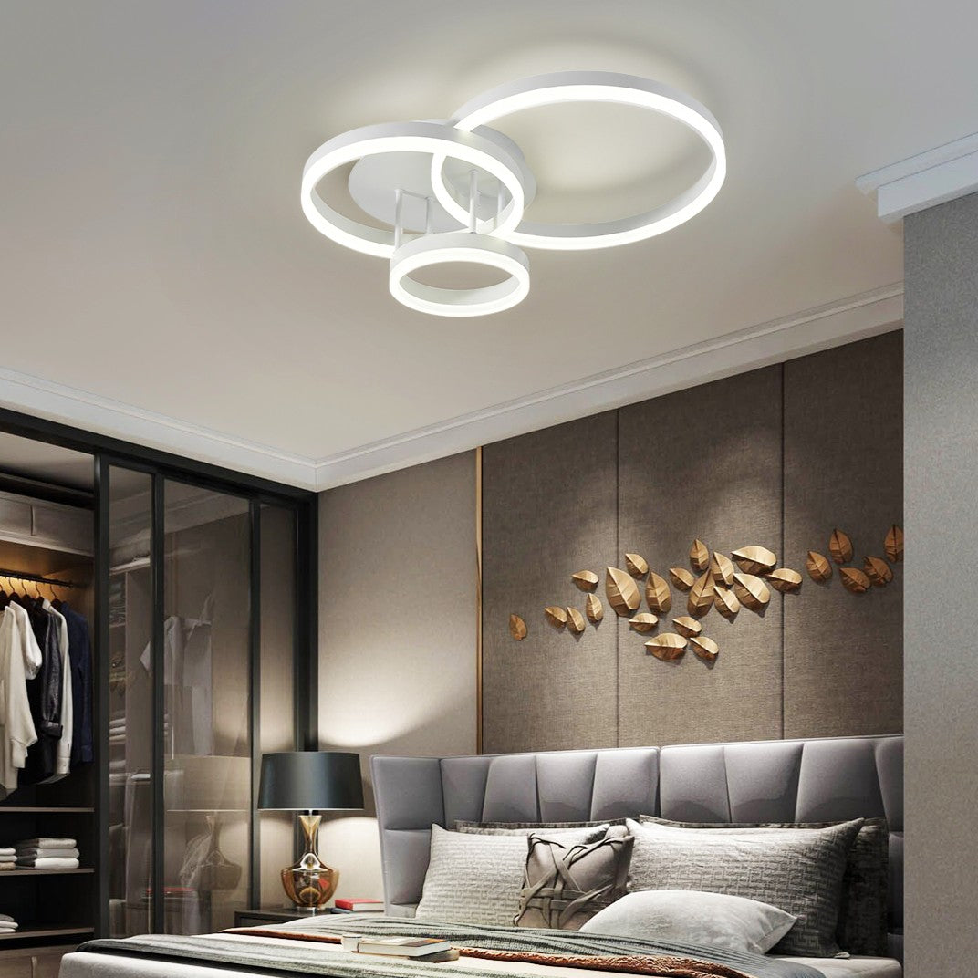 Lustra LED Beauty White 3 Circle Echivalent 600W Telecomanda