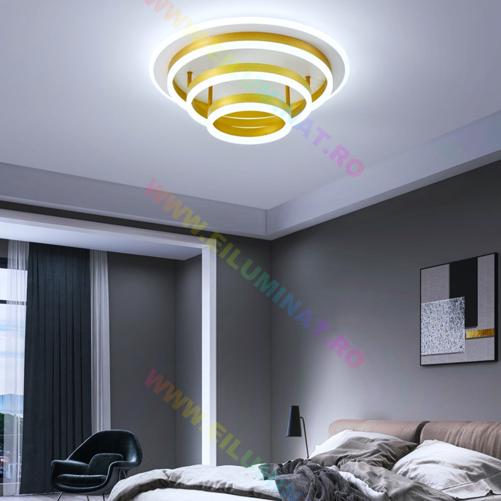 Lustra LED Vulcano Ring Gold Echivalent 800W Telecomanda
