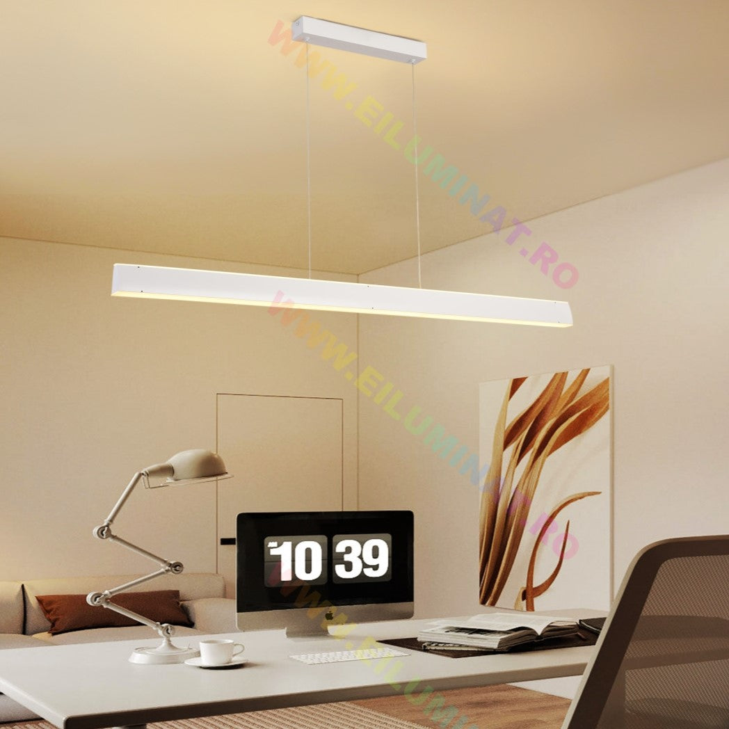 Lustra LED Suspendata Alba 120cm Liniara Echivalent 400W Telecomanda