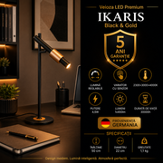 Veioza LED Premium IKARIS Black & Gold 50CM