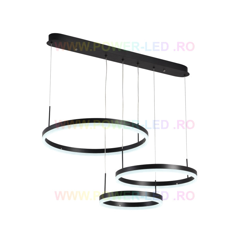 Lustra LED 150W CASSANDRA Circle Black 3 Segmente Echivalent 600W