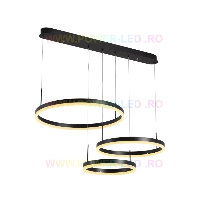 Lustra LED 150W CASSANDRA Circle Black 3 Segmente Echivalent 600W
