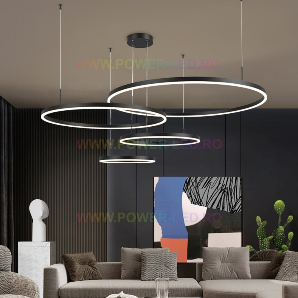 Lustra Led 226W Wonderland Black 4 Segmente Mobile Telecomanda Chandeliers
