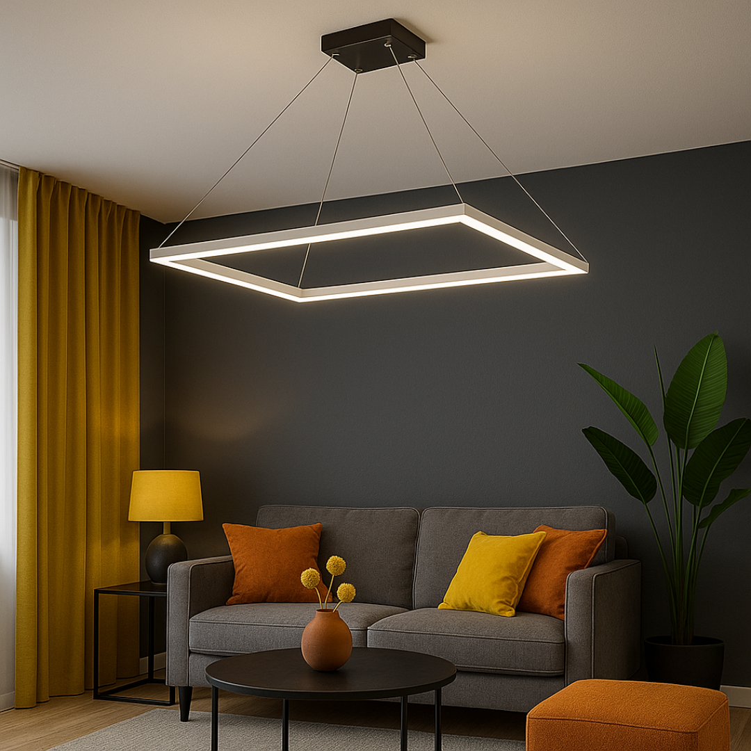 Lustra LED Suspendata 1 Element Rectangular 80X40CM Alba Echivalent 400W