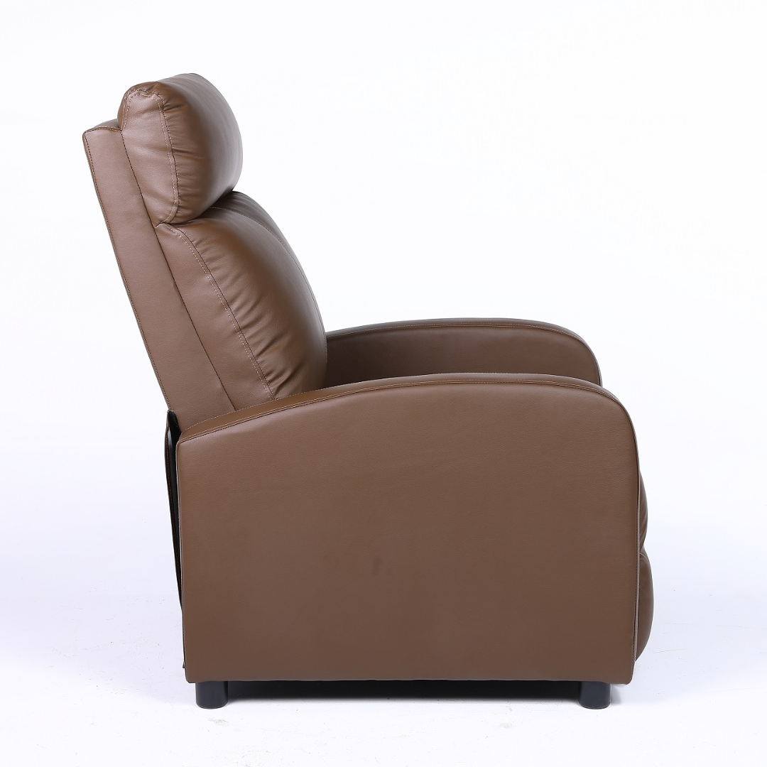 Fotoliu Recliner din Piele Ecologica Spatar Rabatabil si Suport Picioare Extensibil Maro