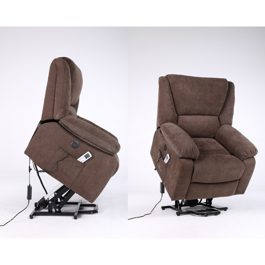 Fotoliu cu Masaj si Incalzire, Recliner Electric, Maro