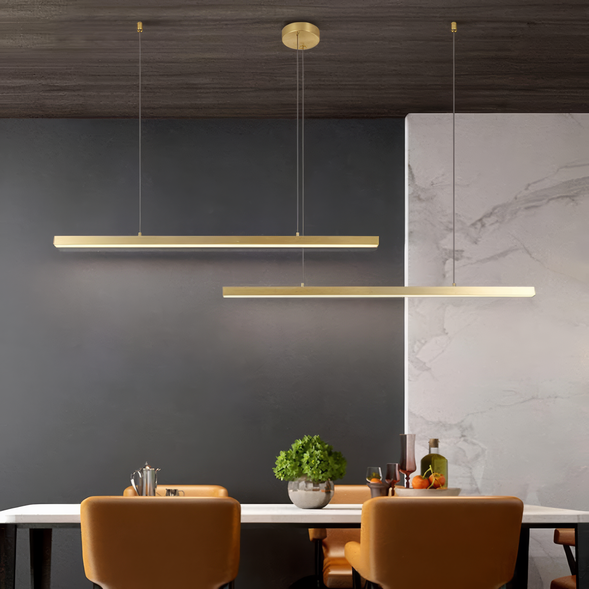 Lustra LED Suspendata 72W Elegant Office Gold Echivalent 500W