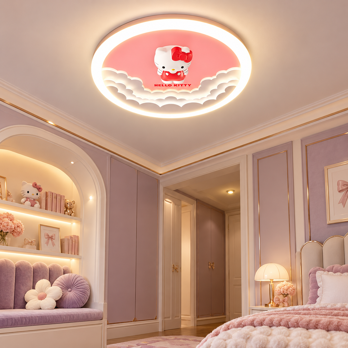 Lustra LED Cloudy Hello Kitty Echivalent 550W Telecomanda