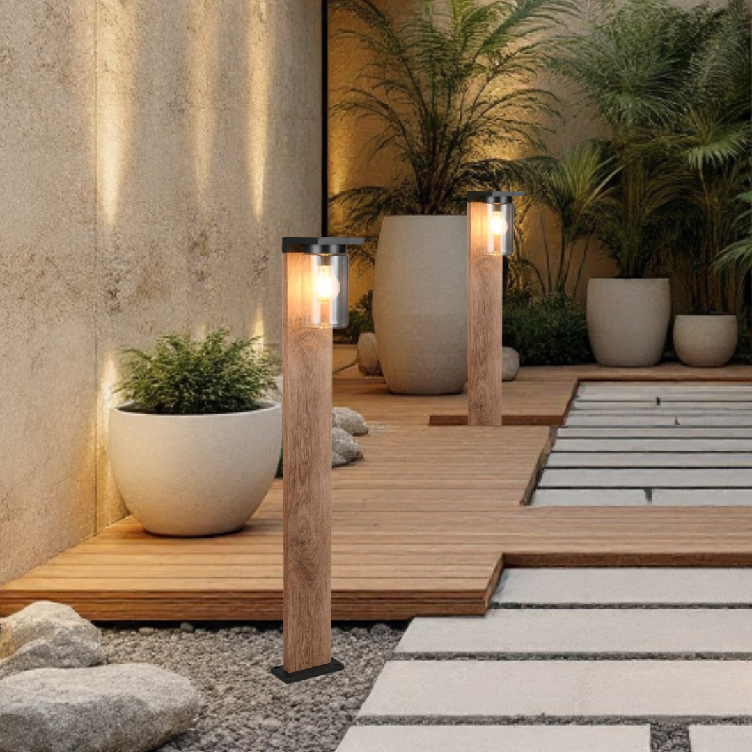 Stalp Ornamental ARDILA Finisaj Stil Lemn 100CM 1XE27