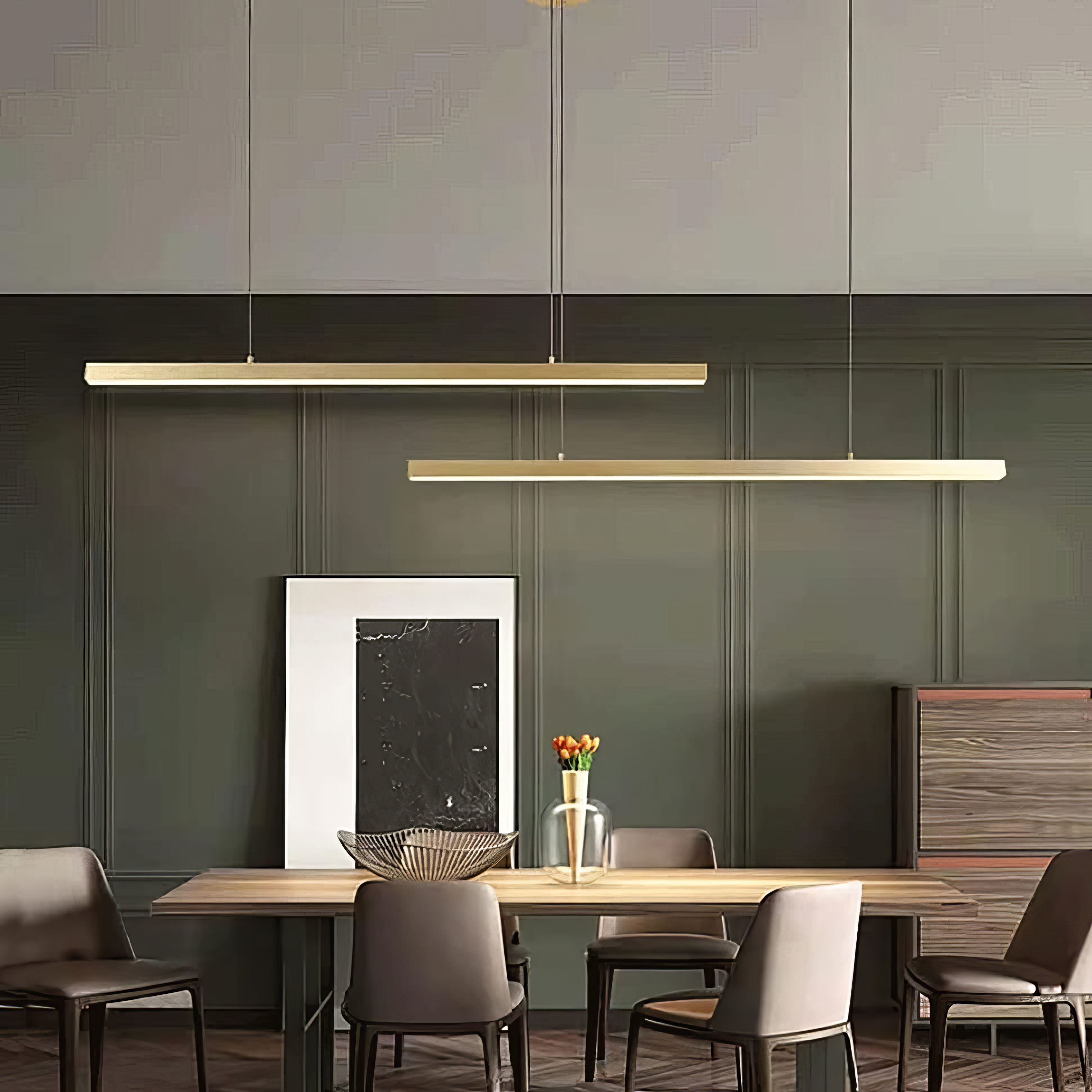 Lustra LED Suspendata 72W Elegant Office Gold Echivalent 500W