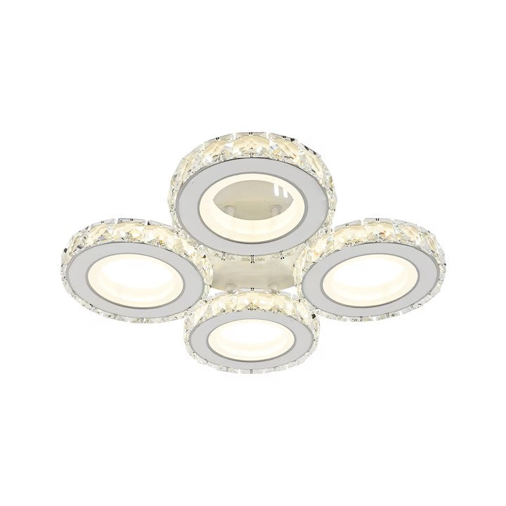 Lustra LED 4 RINGS Cristal Alba Echivalent 400W Telecomanda