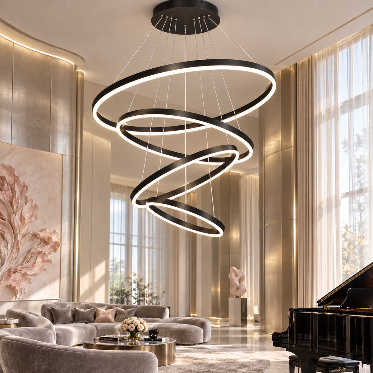 Lustra LED WONDERLAND Black 4 Segmente Echivalent 1000W