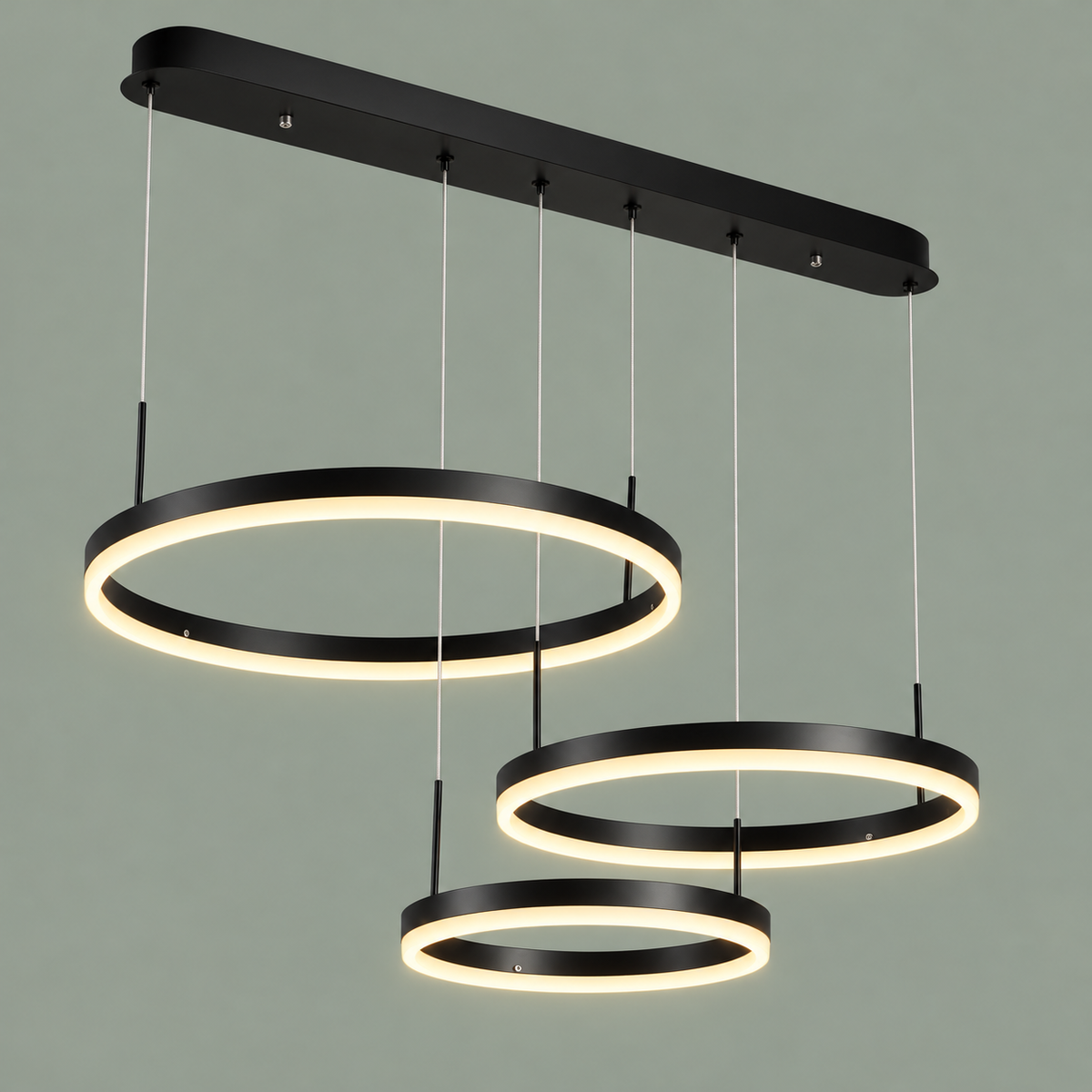 Lustra LED 150W CASSANDRA Circle Black 3 Segmente Echivalent 600W