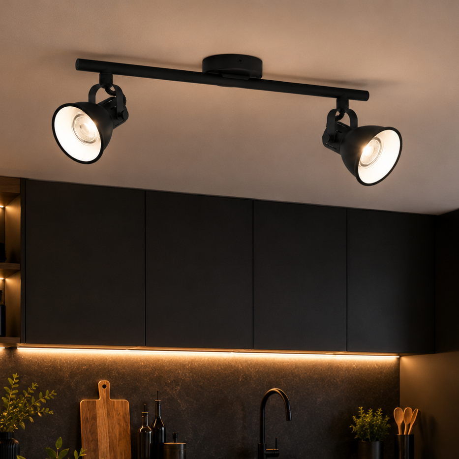 Lustra Seras 2 Black cu 2 Spoturi Reglabile