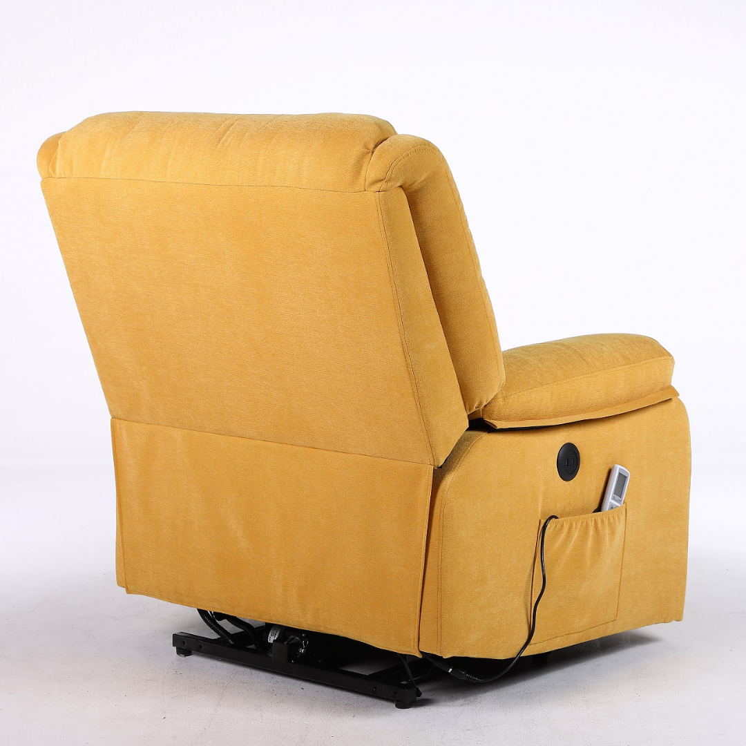 Fotoliu cu Masaj si Incalzire, Recliner Electric, Galben