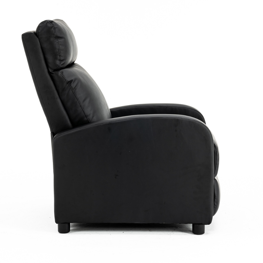 Fotoliu Recliner din Piele Ecologica Spatar Rabatabil si Suport Picioare Extensibil Negru