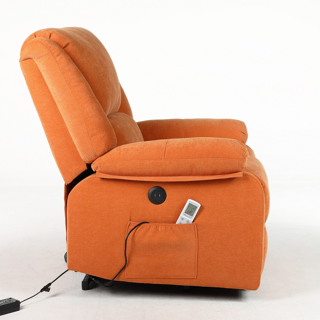 Fotoliu cu Masaj si Incalzire, Recliner Electric, Portocaliu
