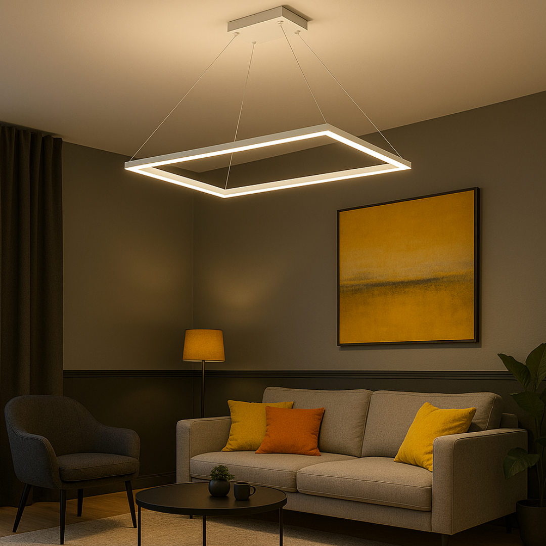 Lustra LED Suspendata 1 Element Rectangular 80X40CM Alba Echivalent 400W