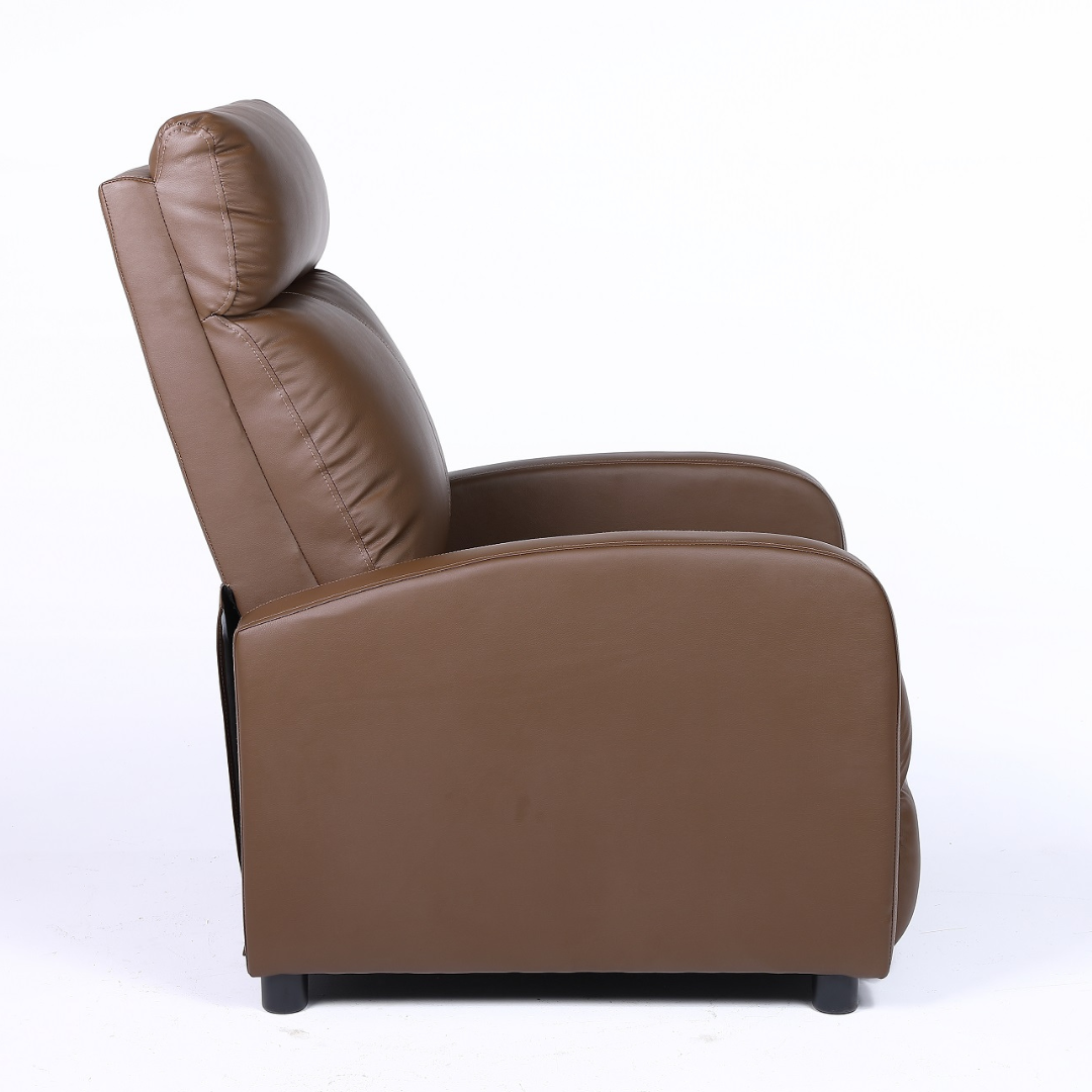 Fotoliu Recliner din Piele Ecologica Spatar Rabatabil si Suport Picioare Extensibil Maro