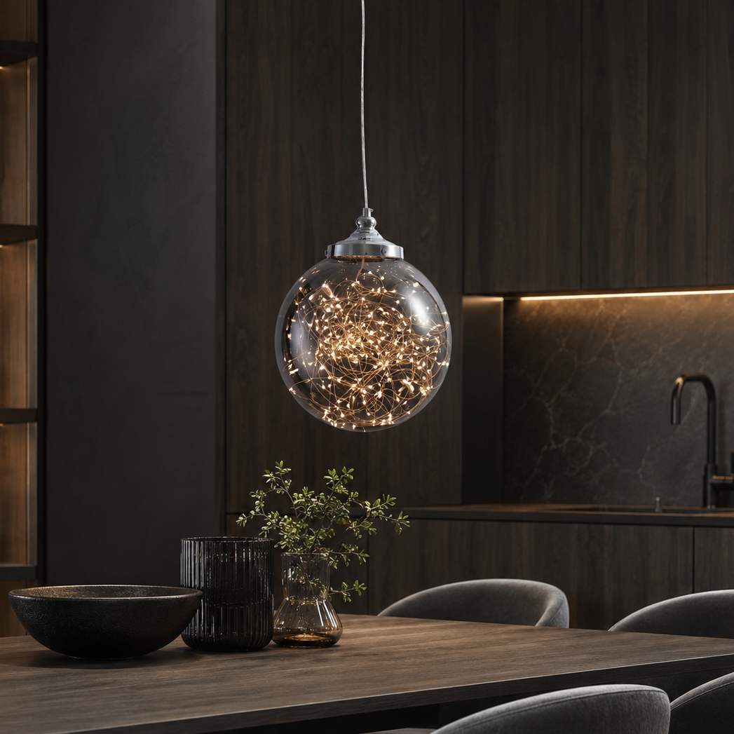 Pendul LED Unique STARS Crom Fumuriu Echivalent 40W