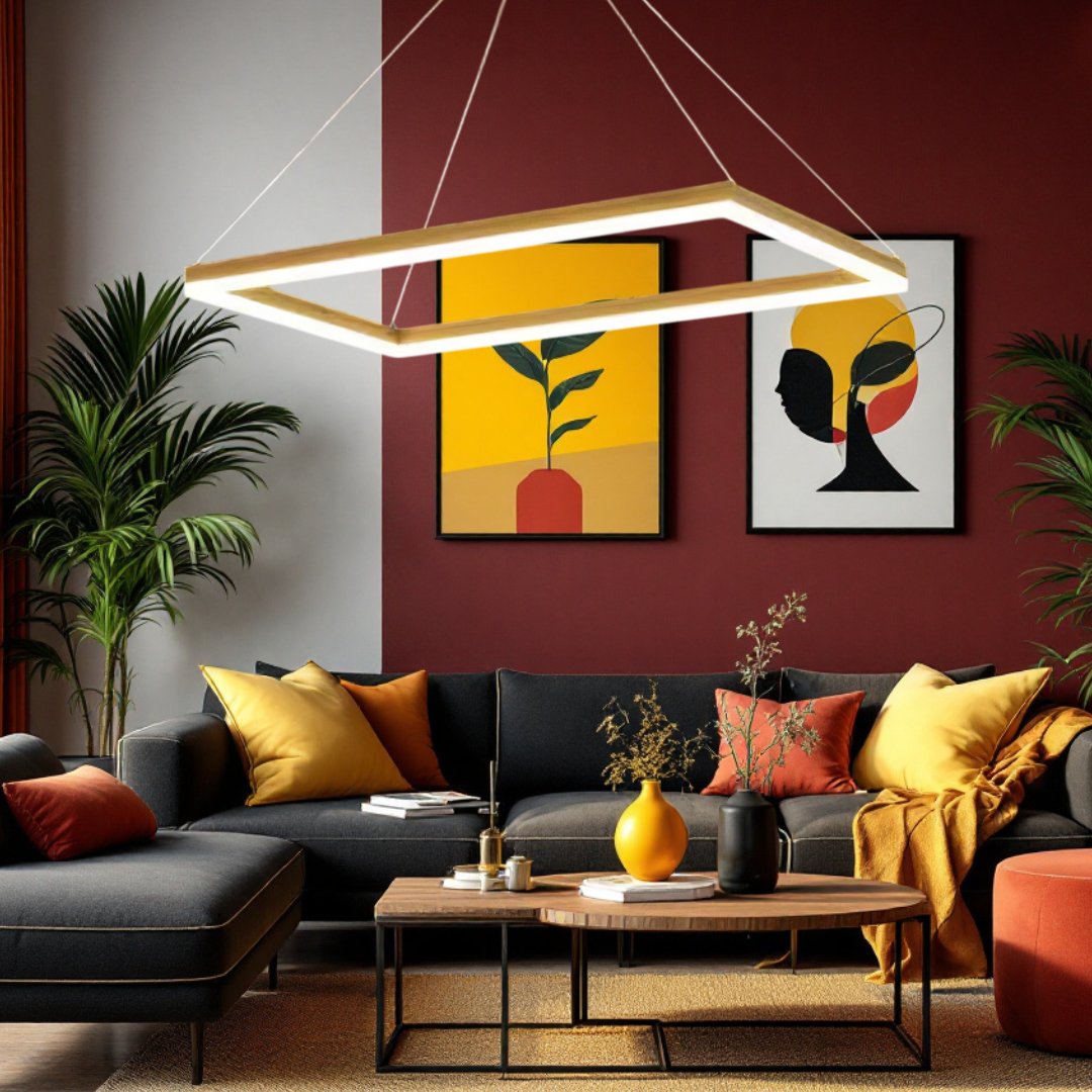 Lustra LED Suspendata 1 Element Rectangular 80X40CM Auriu Echivalent 400W