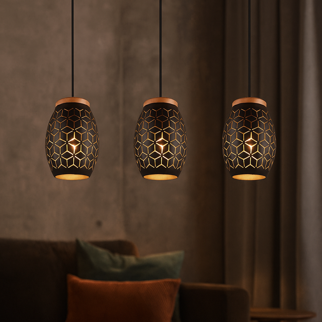 Lustra Suspendata 3xE27 BIDAR Neagra