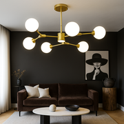 Lustra Auryn Gold Abajur Mat 6xG9