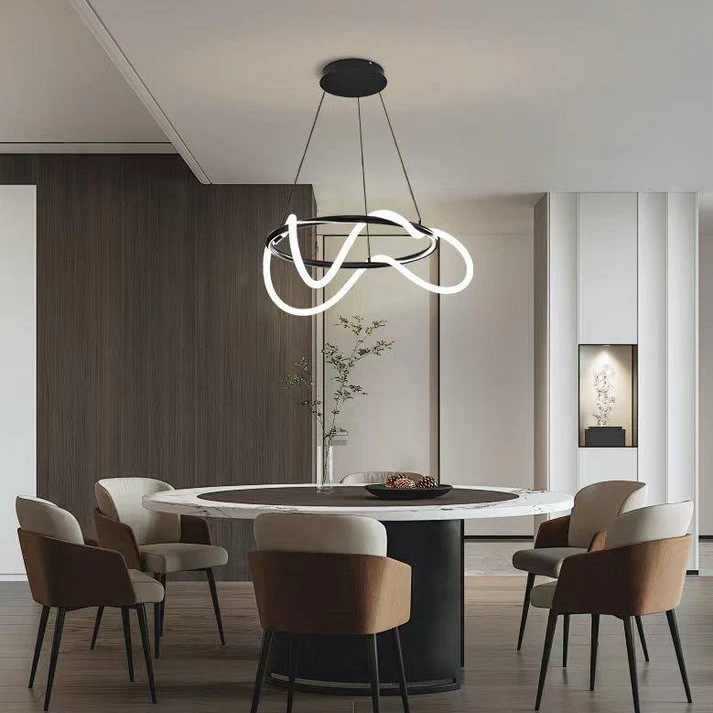 Lustra LED Suspendata MOURA Black 80CM Echivalent 400W Telecomanda NEAGRA / SUSPENDATE Lighting Fixtures