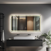 Oglinda LED 150x80CM cu Senzor Radar, 3 Lumini, Touch, Dezaburire, Ceas, Termometru