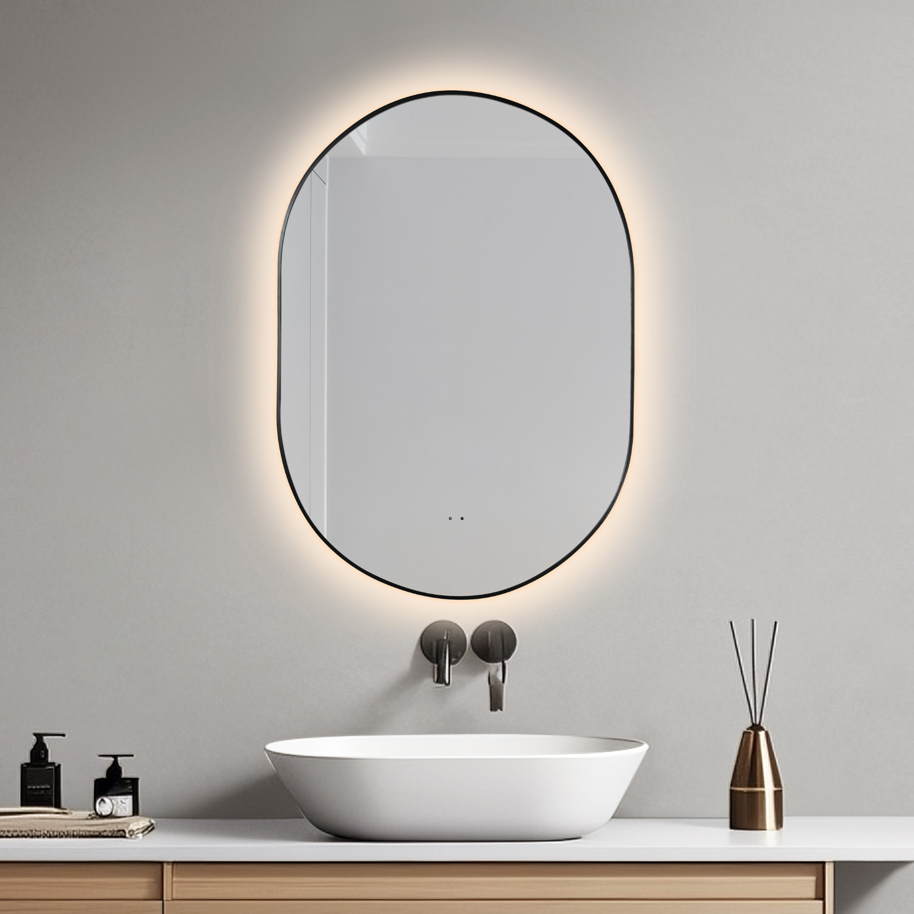Oglinda LED INFINITY 60x85CM Slim Black Senzor Miscare