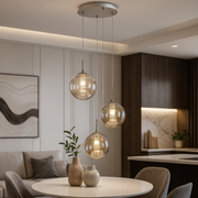 Lustra Suspendata LIMA Silver Abajur Transparent 3xG9