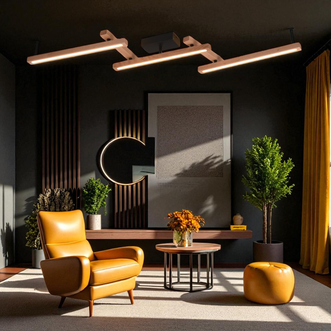 Lustra LED BELLARI Wood Reglabila Echivalent 400W Telecomanda