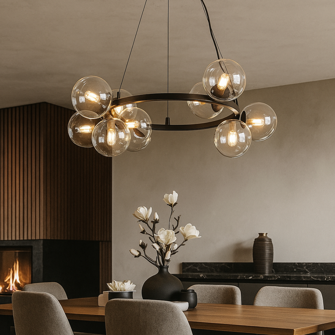 Lustra Suspendata Abajur Transparent 11xG9 Volta Black