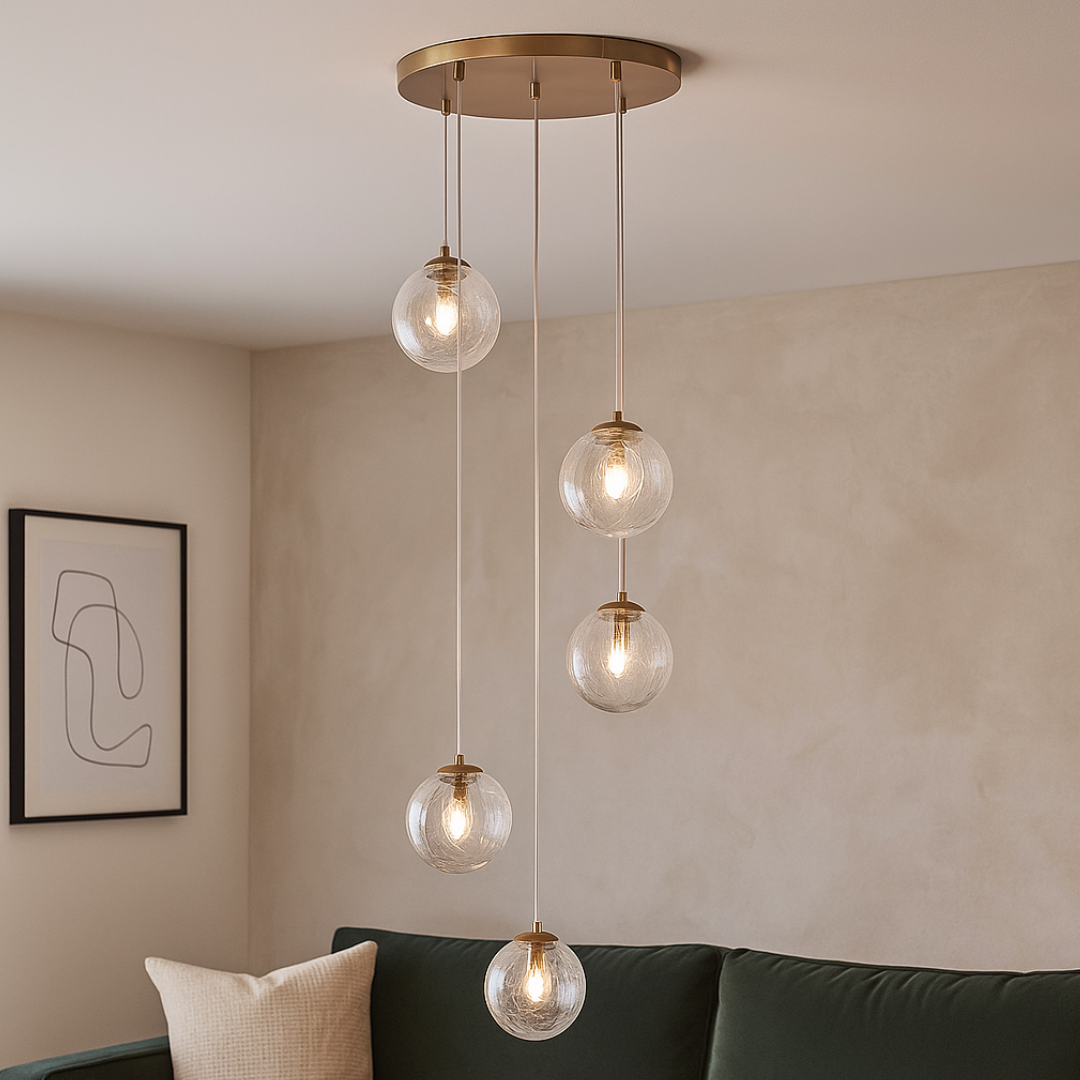 Lustra KENA Gold Abajur Transparent 5xG9